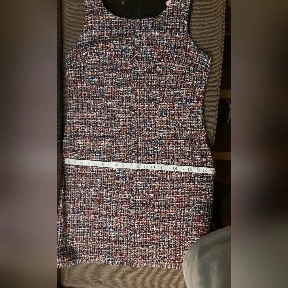 Dark Academia Dress Sleeveless Multitone Tweed Holiday Office Wear - Picture 9 of 14